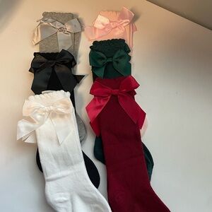 Source Unknown Kids Bow Socks Collection - Black, White, Pink, Green, Red, Gray